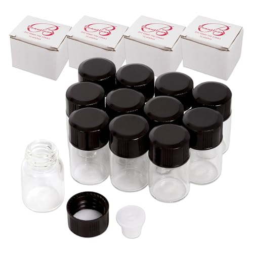 Beauticom 2ML Clear Glass Vial 60 Pieces with Orifice Reducer - color: Clear, size: 60 Bottles