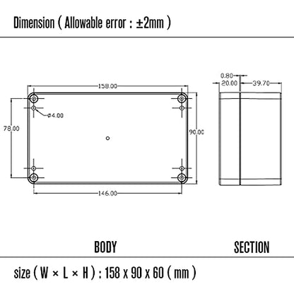 LeMotech Project Box ABS Plastic Junction Box IP65 Waterproof Electrical Boxes Universal Enclosure Black 6.2X 3.5X 2.4 inch (158x90x60mm)（Pack of 2） - color: Black (2 packs), size: 6.2" x 3.5" x 2.4"