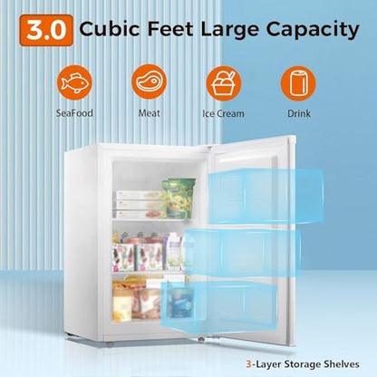 Kismile Upright Freezer, 3.0 Cu.ft Small Mini Freezer, White - color: White, size: 3.0 Cu.ft