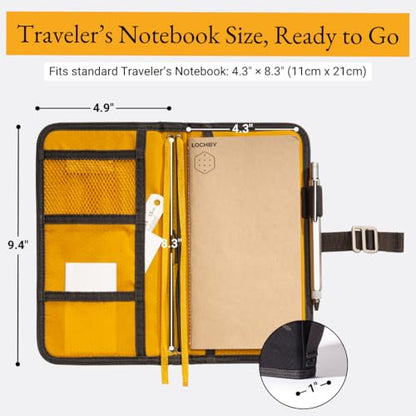LOCHBY® Voyager Journal | Water Resistant Waxed Canvas | Pen Loop | Included Tomoe River Notebook | Perfect for Travel, Art, Bullet Journal - color: Black Multicam, size: Traveler's Notebook Hook
