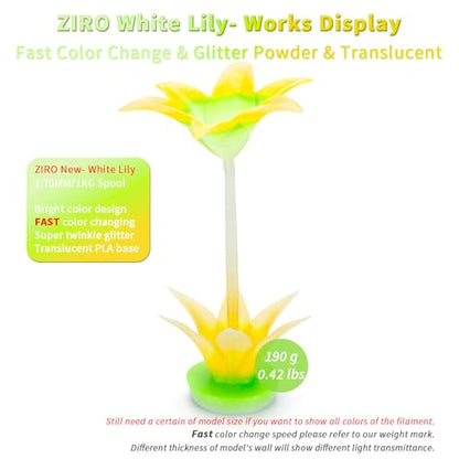ZIRO 3D Printer Filament, Fast Color Change Twinkle Effect 1KG, White Lily - color: White Lily
