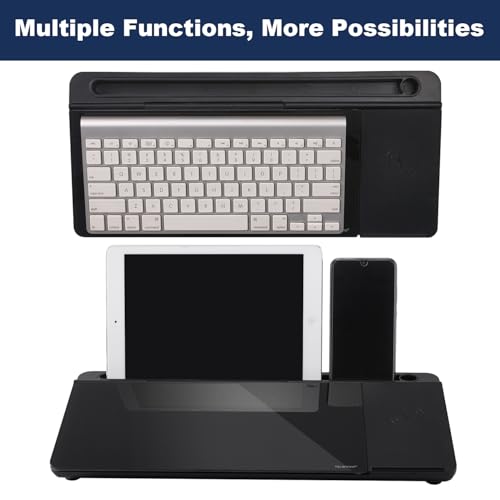 Small Glass Desktop Whiteboard Dry-Erase-Board - Computer Keyboard Stand with Wireless Charger White Board Surface Pad with Drawer, Desk Organizers with Accessories for Office, Home, School Supplies - color: Wireless Charging - Black