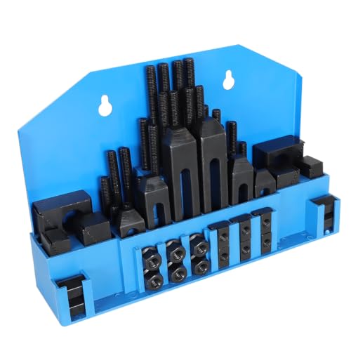 kimllier 58Pcs 1/2 Inch T-Slot Clamping Kits 3/8 Inch - 16 Stud Clamping Kit Hold Down Clamp Clamping Set Kit Steel