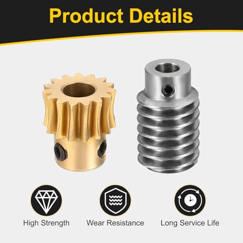 uxcell Worm Gear Set Right Rotation 15T 1 Module 15:1 Reduction Rate - size: Gear-8mm, Worm-5mm Bore, style: 1M-15T