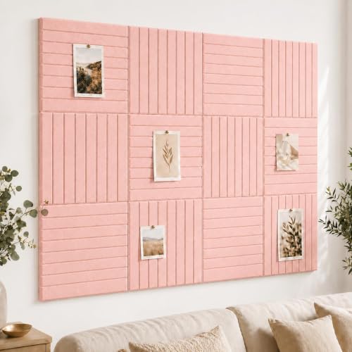 Stripe Felt Bulletin Board Tiles, Cork Board Alternative 48 x 36 in - color: Blush Pink, size: 48" x 36"