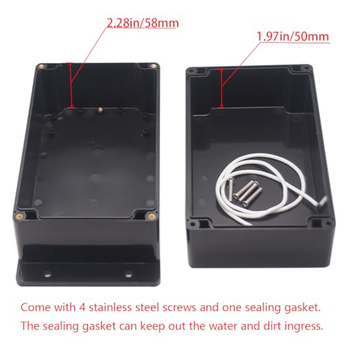 Project Box ABS Black Electrical Boxes IP65 Outdoor Waterproof Box Electronic Junction Box Fixed Ear Power Enclosure with Cable Glands for DIY Project 7.87 x 4.72 x 4.45 inch (200x120x113mm) - size: 7.87"x4.72"x4.45"