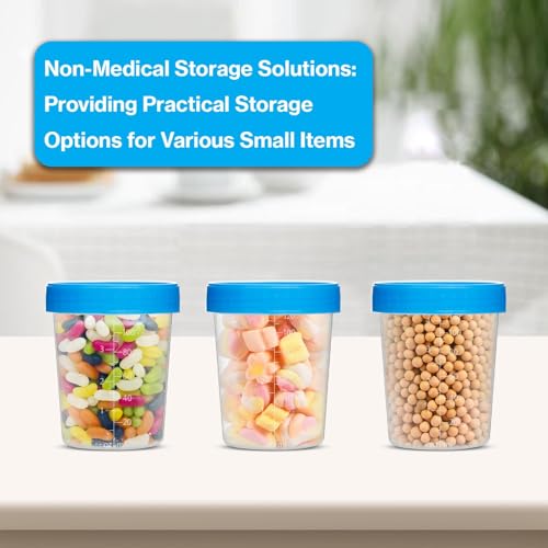 240 Pcs 4 oz Disposable Specimen Cups for Urine Fecal Testing with Leakproof Screw Lids Labels Blue Lids