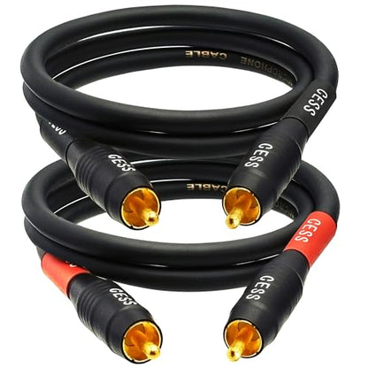 CNCESS Waterproof RCA Male to Male Cable, 2-Pack (2 Feet) - size: 2 FT