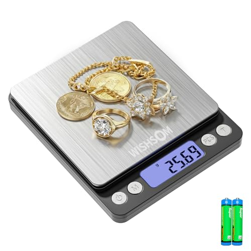 Professional Jewelry Scale, 500g x 0.01g High Precision Digital Gold Scale, Portable Precious Metal Gram Scale for Jewelers, Pawn Shops, Coin Dealers, Gold & Silver Weighing