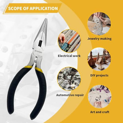 BOOSDEN Mini Jewelry Plier Set Small Needle Nose & Flush Wire Cutter 5 Inch - size: 5" Wire Cutter+5" Needle Nose