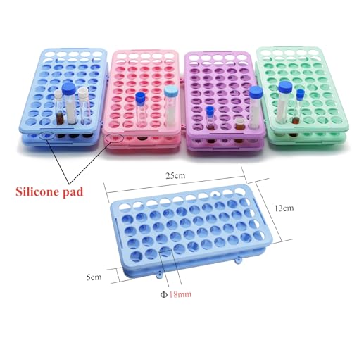 1 Pcs Plastic Test Tube Rack, 50 Holes for 5/10/15mL Tubes, 18mm Diameter - color: Purple