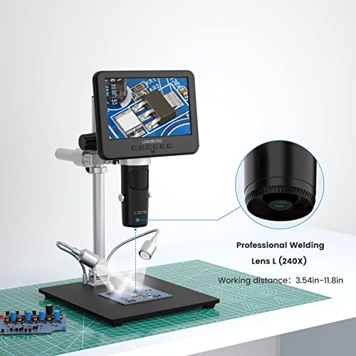 LM246MS 3 Lens 7 inch HDMI Digital Microscope for Adult Soldering - size: 3 Lens 7" HDMI