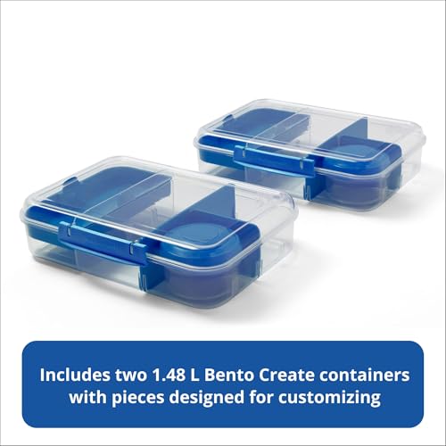 Rubbermaid Pack & Go 1.48 L Bento Create, 2-Pack, Meal Prep Containers with Compartments and Dividers - size: 1.48L (2-Pack)