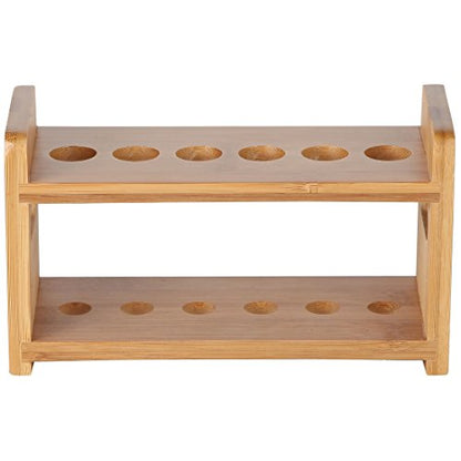 Lily's Home Bamboo Test Tube Vial Shot Glasses Holder Rack, Great as Pen Stand, Made from Bamboo with Built-In Handle, Rack Only, Glass Tubes NOT Included, 6 Tube Capacity (7/8" (22mm') Holes) - size: 6