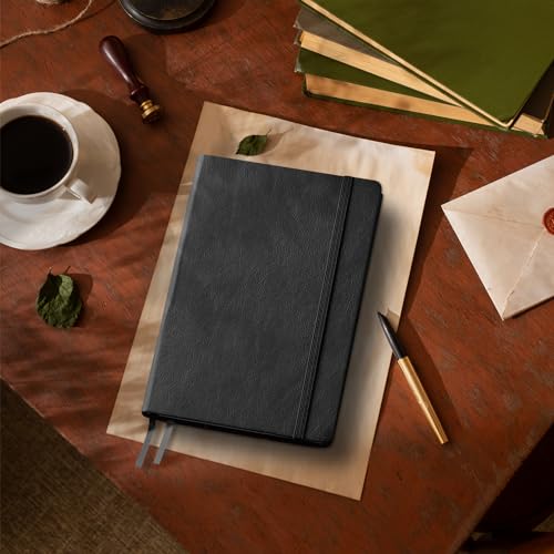 Plexon Graph Paper Notebook, Notebook Journal 160 Pages, Graph Notebook Medium 5.7 inches x 8 inches, 120 GSM Thick Paper, Black, Hardcover - color: Black, style: Graph