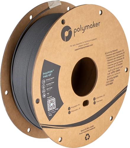 Polymaker PA6-GF Nylon Filament 1.75mm 0.5kg Grey Glass Fiber Nylon 3D Printing Filament - PolyMide PA6-GF Warp Free 3D Printer Filament - color: Grey Pa6-gf 0.5kg, size: NYLON