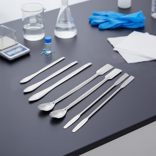 Lab Spatula, 7 Pcs Stainless Steel Lab Spoon Spatula/Sampling Spoons/Mixing Spatulas (3 Styles, Arrow-Shaped/Flat-End/Spoon-Shaped)