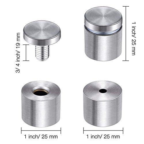 Pelopy 8 Pcs Sign Standoff Screw Wall Mounts, 1 X 1 Inch,Silver - color: Silver, size: 1 x 1 Inch
