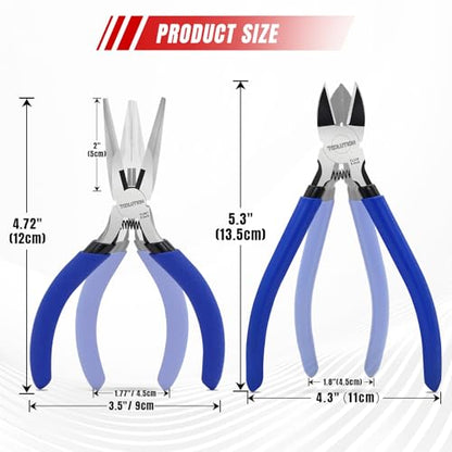 2-Piece Precision Pliers Set 5 Inch Mini Needle Nose Pliers & Wire Cutters - size: Needle Nose Pliers & Wire Cutters