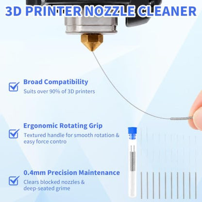 10Pcs 3D Printer Nozzle Cleaning Kit Stainless Steel Precision Needles Tool