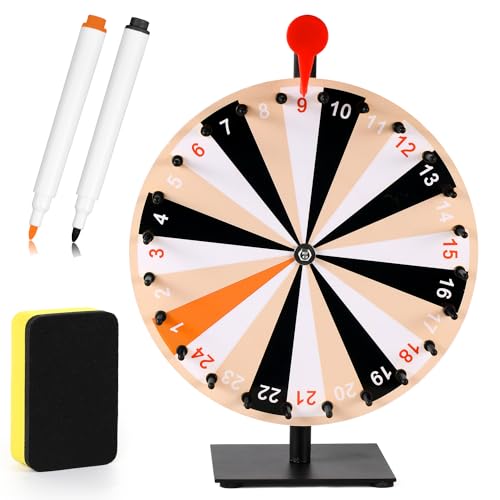 12 Inch Spinning Prize Wheel, 24 Slots Tabletop Prize Wheel with Stand