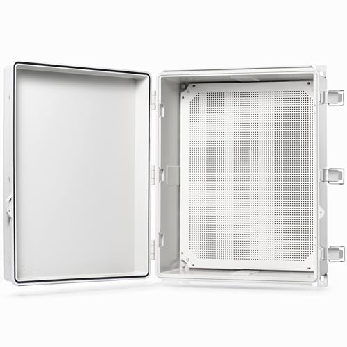 QILIPSU Waterproof Junction Box IP67 Outdoor Plastic Electrical Project Enclosure Weatherproof with Mounting Plate, Wall Brackets, Hinged Grey Cover 20"x16.1"x7.9" - color: Grey Cover, size: 20"x16.1"x7.9"