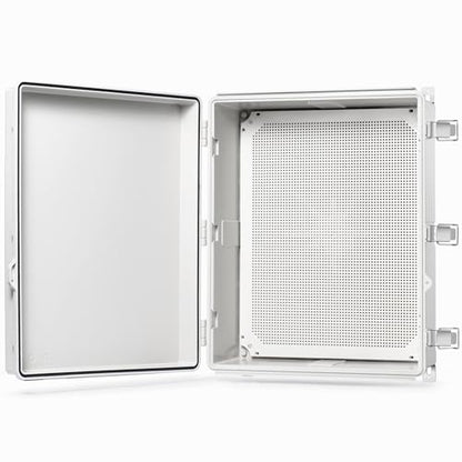 QILIPSU Waterproof Junction Box IP67 Outdoor Plastic Electrical Project Enclosure Weatherproof with Mounting Plate, Wall Brackets, Hinged Grey Cover 20"x16.1"x7.9" - color: Grey Cover, size: 20"x16.1"x7.9"