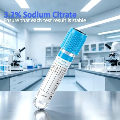 100 Pcs 3ml Plain Plastic Sample Tubes with Blue Cap for Lab Use - color: blue-3ml-100