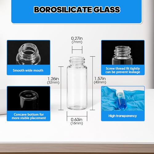 12PCS 4ml Clear Glass Small Vials with White Screw Caps & Plastic Stoppers - color: CLEAR, size: 4ml
