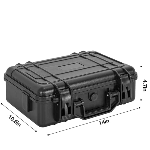 TORIBIO Hard Carrying Case with Foam, Shockproof Storage Box 14"x9.3"x3.5" - size: 14" x 9.3" x 3.5"