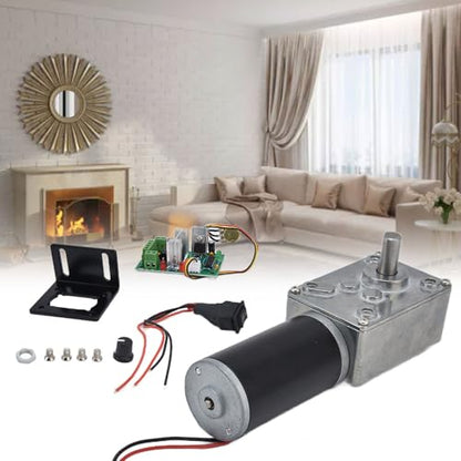 DC 12V Gear Motor with PWM Speed Controller Kit High Torque Geared Motor 20-400 RPM Adjustable 8mm D Shaft Low Noise Reduction Electric Motor for DIY Robot Car Automation (200RPM)