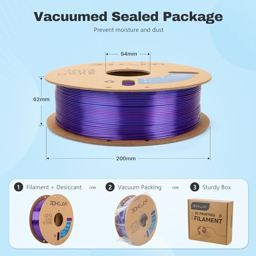 Silk PLA Filament 1.75mm Blue Purple Dual Color PLA 3D Printer Filament 2 in 1 Coextrusion 1KG Spool(2.2lbs) 3D Printing Filament Dimensional Accuracy +/- 0.03mm Fits for Most FDM 3D Printers - color: Blue Purple