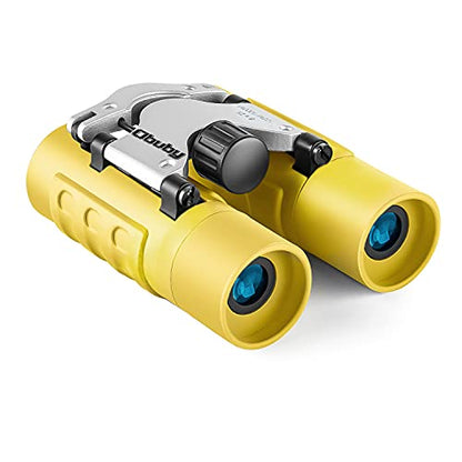 Real Binoculars for Kids Gifts for 3-12 Years Boys Girls 8x21 High-Resolution Optics Compact Toy Binocular for Bird Watching,Travel, Camping - color: Yellow