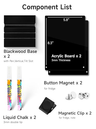2 Pack Acrylic Black Dry Erase Board with Stand - 8"x 6" - size: 8"W x 6"H (2 Pack)