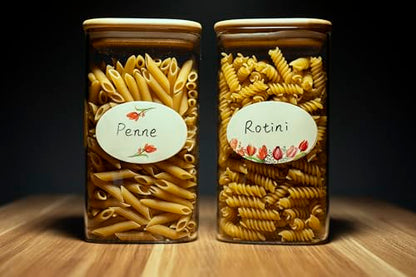 MONEST Waterproof Label Stickers for Jars and Lids, Pantry, Mason Jar, Canning, Spice, Bottle Labels (Red Tulip 2"x3") - style: Red Tulip 2"x3"