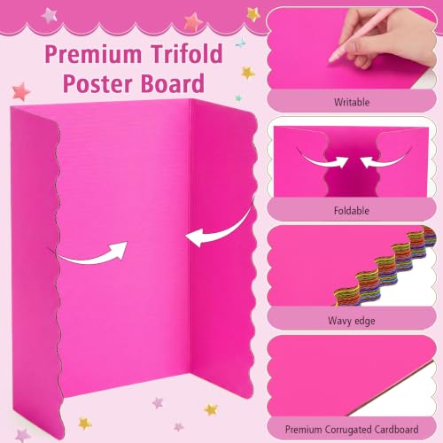 Mooliwe 10 Pack Scalloped Trifold Poster Board, 24" x 16", Rainbow - color: Rainbow, size: 24" X 16"
