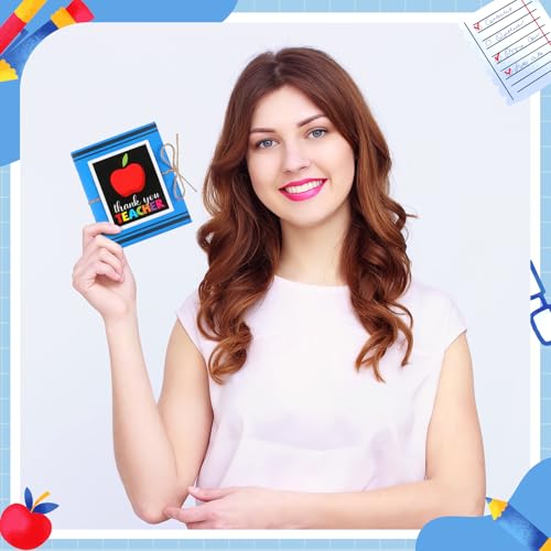 ReliThick Teacher Appreciation Gift Card Holder 5 Slots, 4.3 x 3.5 Inch Thank You Teacher Gift Card Booklet Sleeves Postcard Money Booklet Holder for Appreciation(Crayon Style) - style: Crayon Style