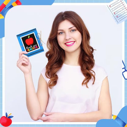 ReliThick Teacher Appreciation Gift Card Holder 5 Slots, 4.3 x 3.5 Inch Thank You Teacher Gift Card Booklet Sleeves Postcard Money Booklet Holder for Appreciation(Crayon Style) - style: Crayon Style