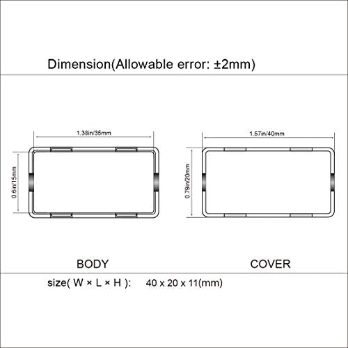 LeMotech 5Pcs ABS Plastic Electrical Project Case Power Junction Box, Project Box Black 1.6 x 0.8 x 0.4 inch (40 x 20 x 11 mm) - size: 1.6" x 0.8" x 0.4"(5pc)