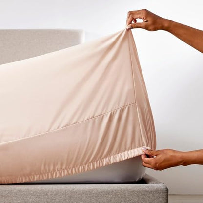 PeachSkinSheets Cooling Bed Sheets (Split King, Classic White) - color: Classic White, size: Split King (2 XL Fitted)