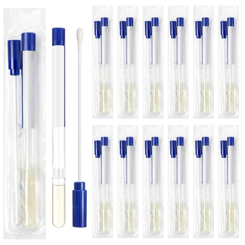 TrelaCo 25 Pcs Transport Swab with Preservation Gel, Plastic Shaft with Rayon Tip for Sample Collection and Recovery