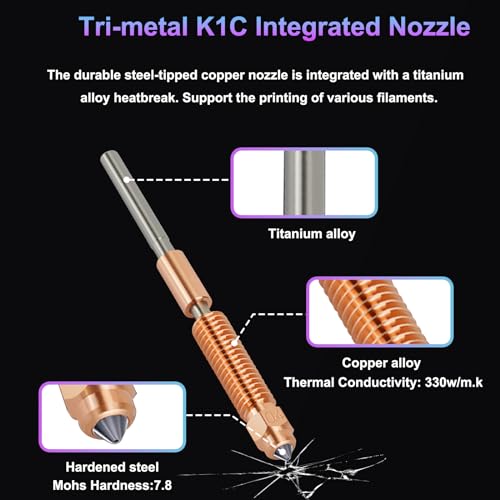 3PCS 0.4mm Unicorn Nozzle for Creality K1/K1 Max/Ender 3 V3/V3 Plus/K1C/ K1 SE /K2 SE– Quick-Swap Hotend Nozzle with Titanium Heatbreak, Hardened Steel Tip - size: 0.4MM*3