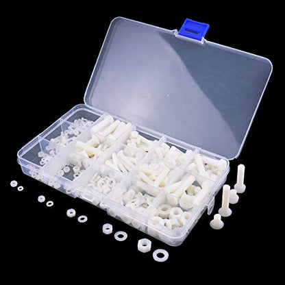 M2 M2.5 M3 M4 M5 M6 Nylon Screws Nuts Washers Assortment Kit
