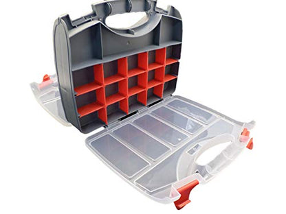 Double Sided Organizer Case with 36 Compartments and Carry Handle - size: Large Plastic Organizer
