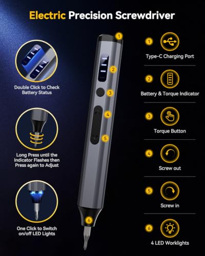 SOONAN 34-in-1 Mini Electric Precision Screwdriver Set for Phone/Laptop - size: 34 in 1