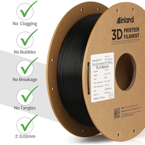Inland PLA Basics Filament 1.75mm, 1kg Spool – Dimensional Accuracy ±0.02mm, Neatly Wound, Fits Most FDM 3D Printers (Black, White, Gray, True Red, 4 Pack) - color: 4kg Black, White, Gray, True Red
