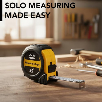 Mr. Pen- Retractable Tape Measure 25 ft, Yellow, Easy Read - color: Yellow, size: 1 pcs