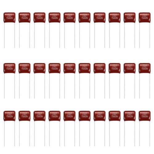 MECCANIXITY 30 Pcs Metallized Polypropylene Film Capacitors 154J 0.15UF - size: 154J 0.15UF