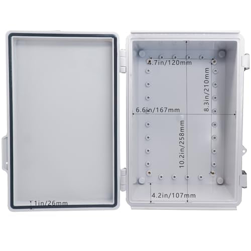 Waterproof Outdoor Electrical Box Junction Box Weatherproof IP67 ABS Plastic Enclosure Switch Router Project Box with Mounting Plate with Wall Bracket 2 Cable Glands Grey 11.1" x 7.48" x 5.5" - color: Grey, size: 11.1" x 7.48" x 5.5" 1pc