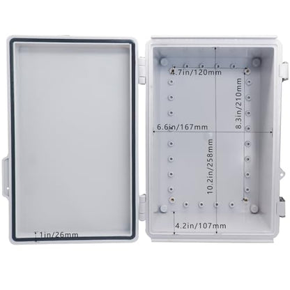 Waterproof Outdoor Electrical Box Junction Box Weatherproof IP67 ABS Plastic Enclosure Switch Router Project Box with Mounting Plate with Wall Bracket 2 Cable Glands Grey 11.1" x 7.48" x 5.5" - color: Grey, size: 11.1" x 7.48" x 5.5" 1pc